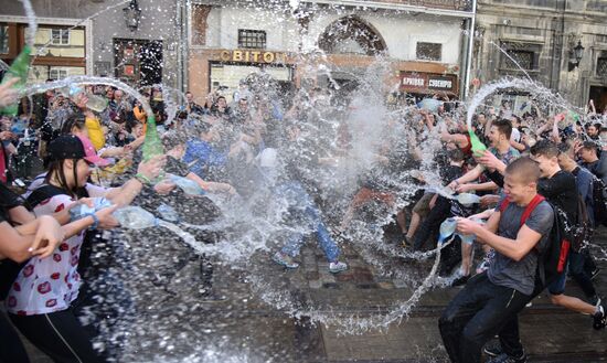 Monday water festival in Lvov