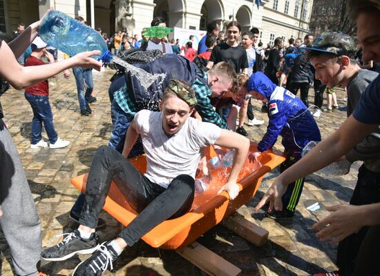 Monday water festival in Lvov