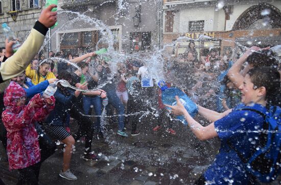 Monday water festival in Lvov