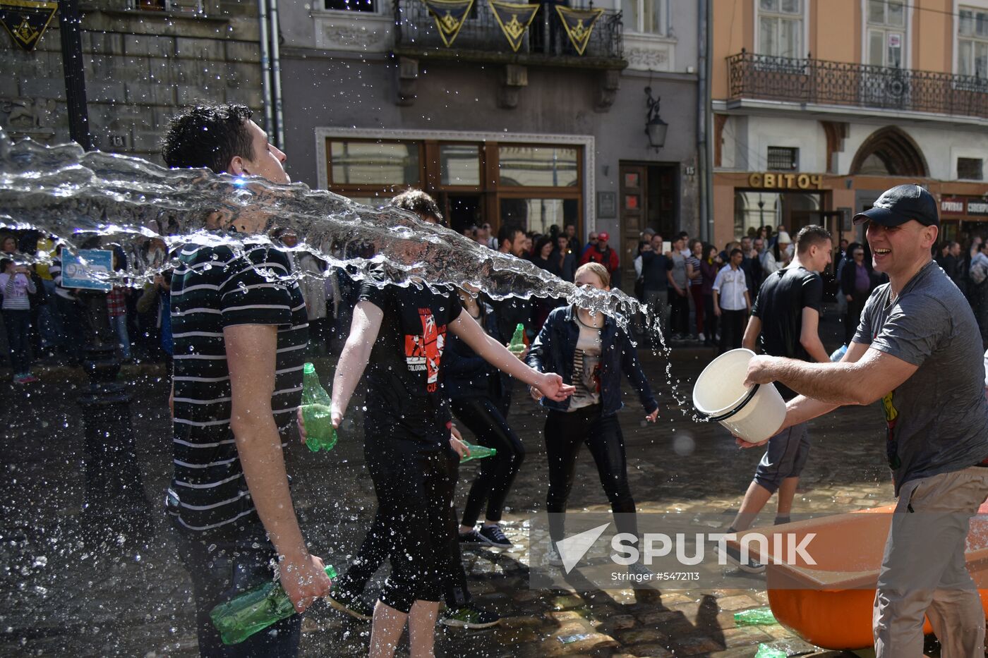 Monday water festival in Lvov
