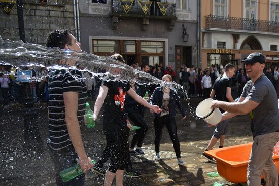 Monday water festival in Lvov