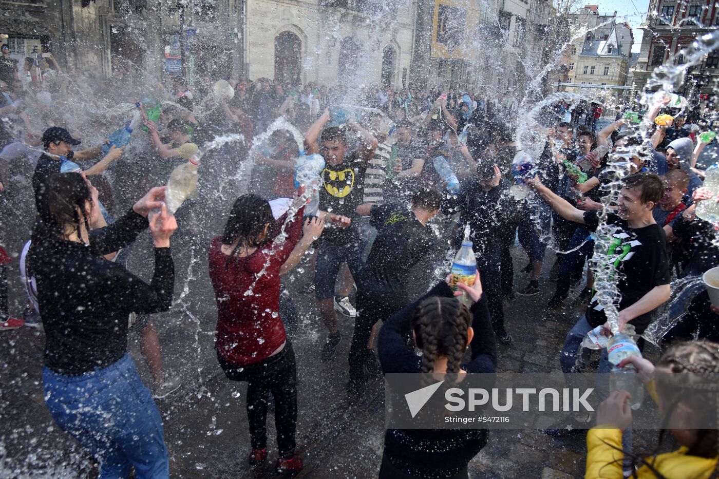 Monday water festival in Lvov