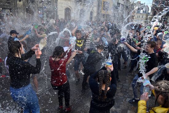 Monday water festival in Lvov