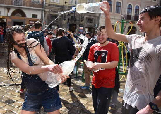 Monday water festival in Lvov