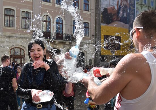 Monday water festival in Lvov