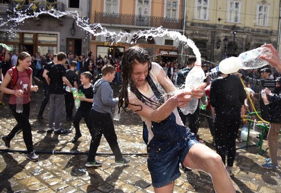 Monday water festival in Lvov