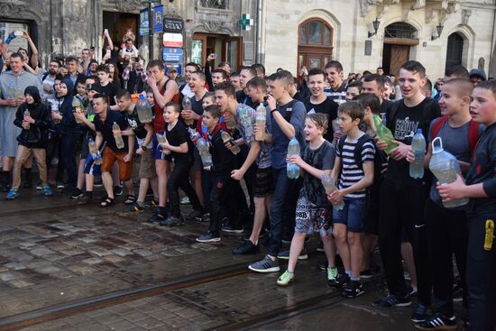 Monday water festival in Lvov