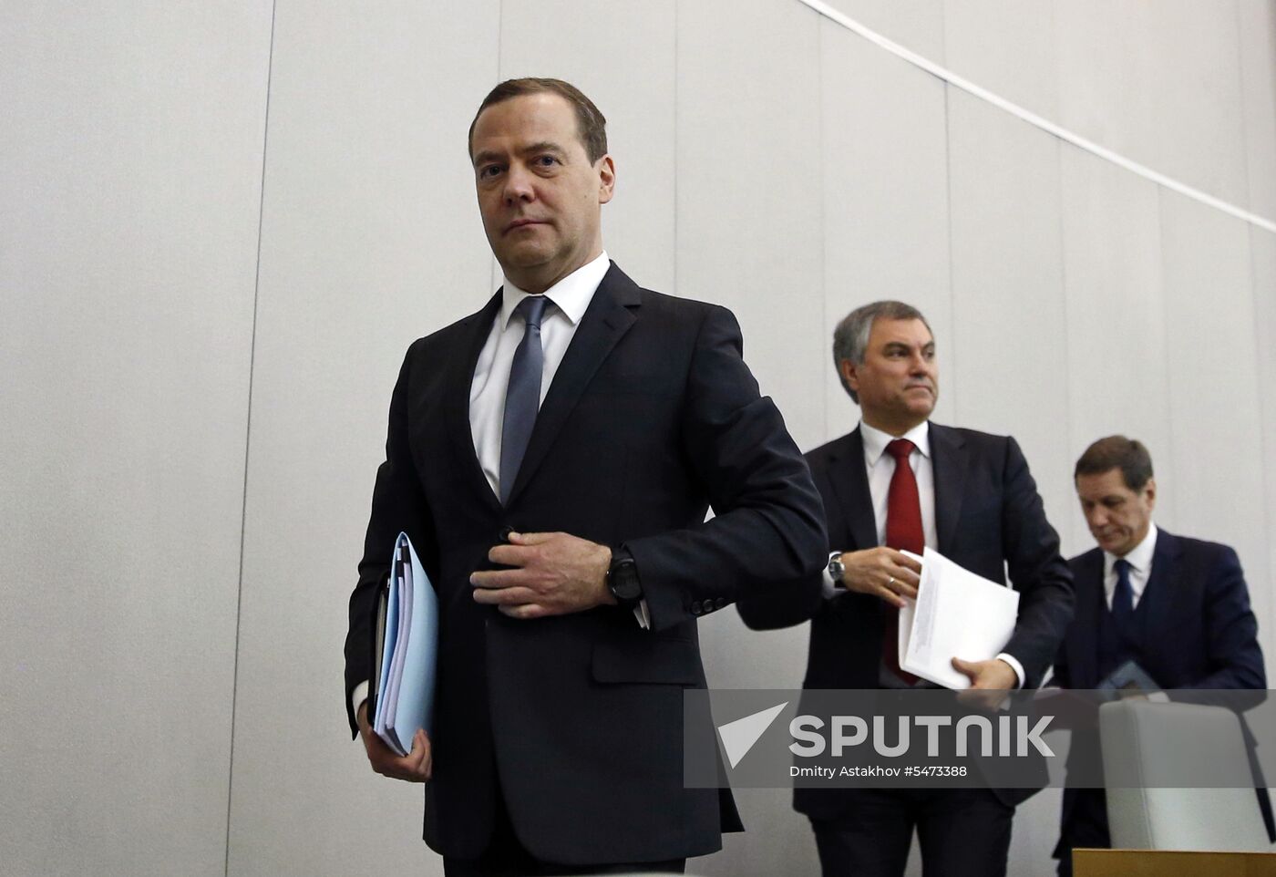 Prime Minister Dmitry Medvedev speaks at State Duma