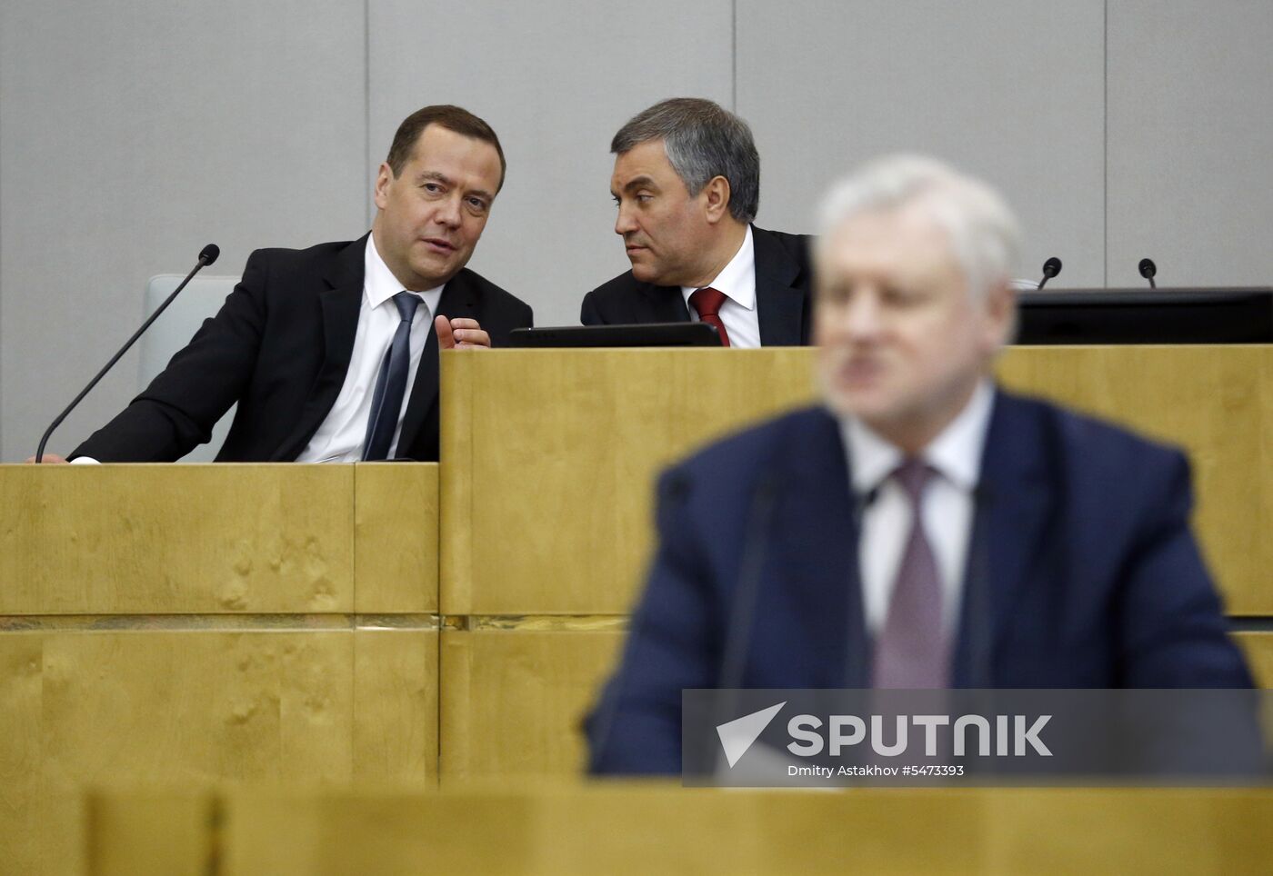 Prime Minister Dmitry Medvedev speaks at State Duma