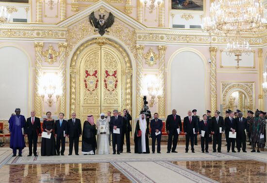 Russian President Vladimir Putin receives credentials from foreign ambassadors