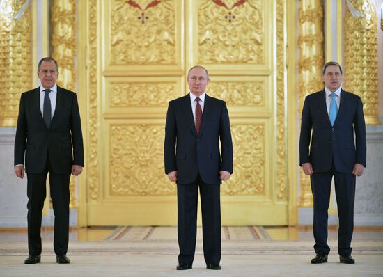 Russian President Vladimir Putin receives credentials from foreign ambassadors