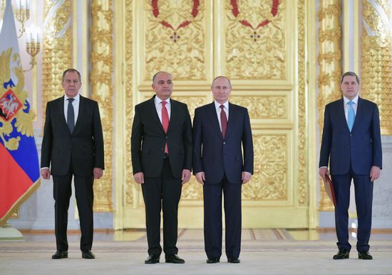 Russian President Vladimir Putin receives credentials from foreign ambassadors