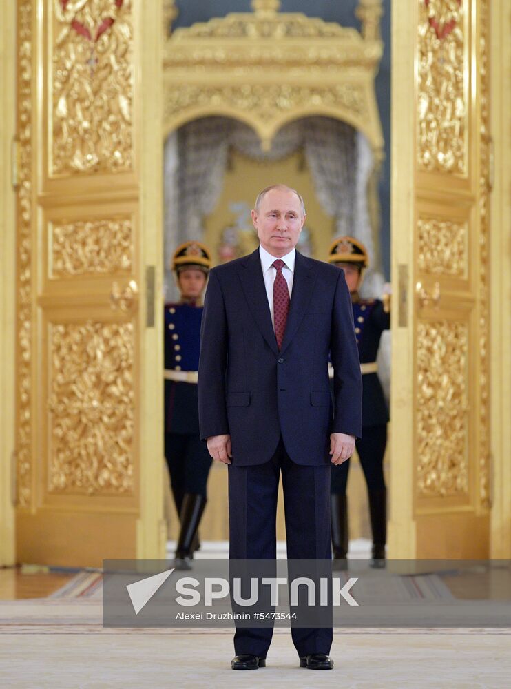 Russian President Vladimir Putin receives credentials from foreign ambassadors