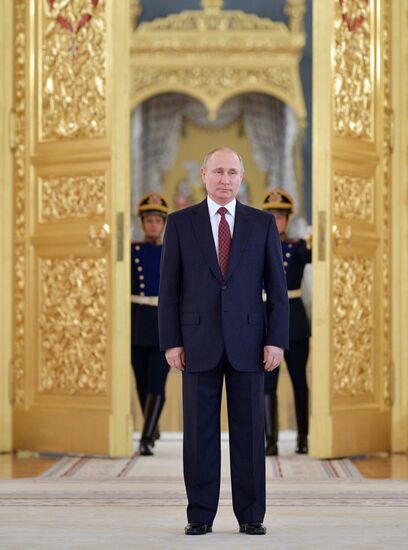 Russian President Vladimir Putin receives credentials from foreign ambassadors