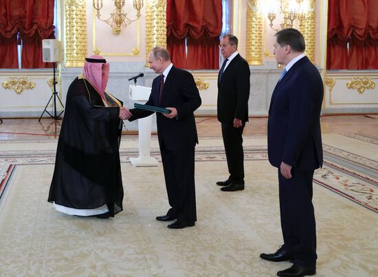 Russian President Vladimir Putin receives credentials from foreign ambassadors