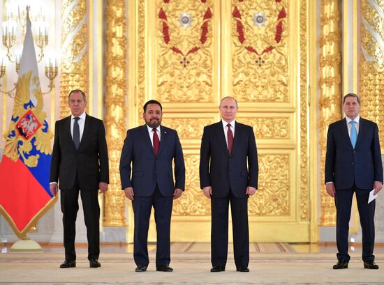 Russian President Vladimir Putin receives credentials from foreign ambassadors