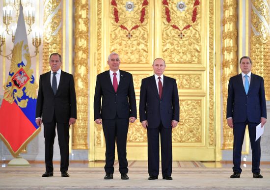 Russian President Vladimir Putin receives credentials from foreign ambassadors