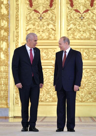 Russian President Vladimir Putin receives credentials from foreign ambassadors