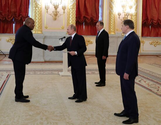 Russian President Vladimir Putin receives credentials from foreign ambassadors