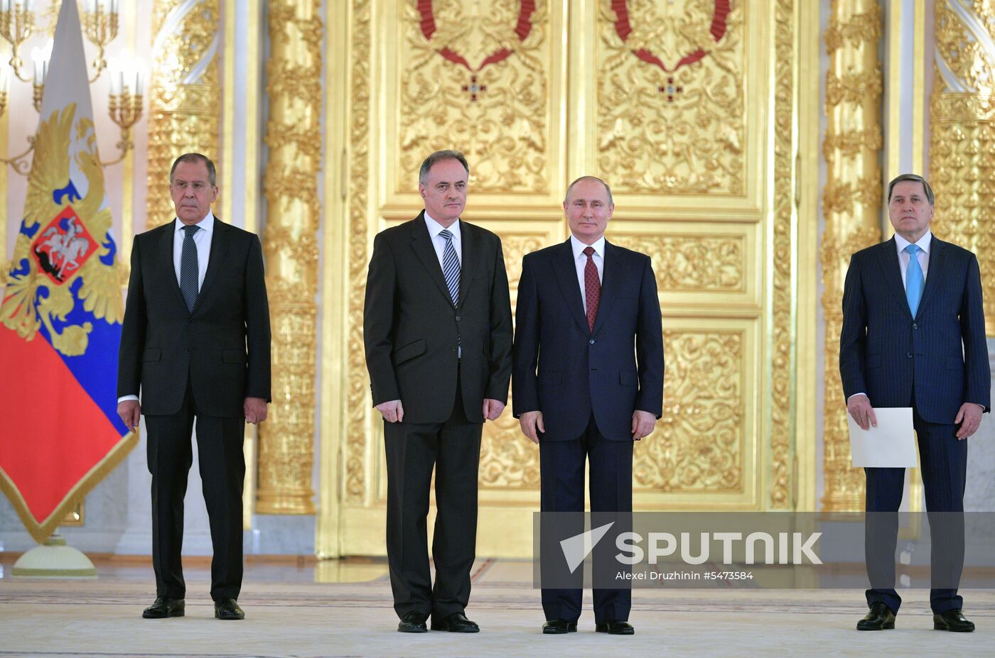 Russian President Vladimir Putin receives credentials from foreign ambassadors