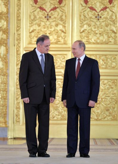 Russian President Vladimir Putin receives credentials from foreign ambassadors