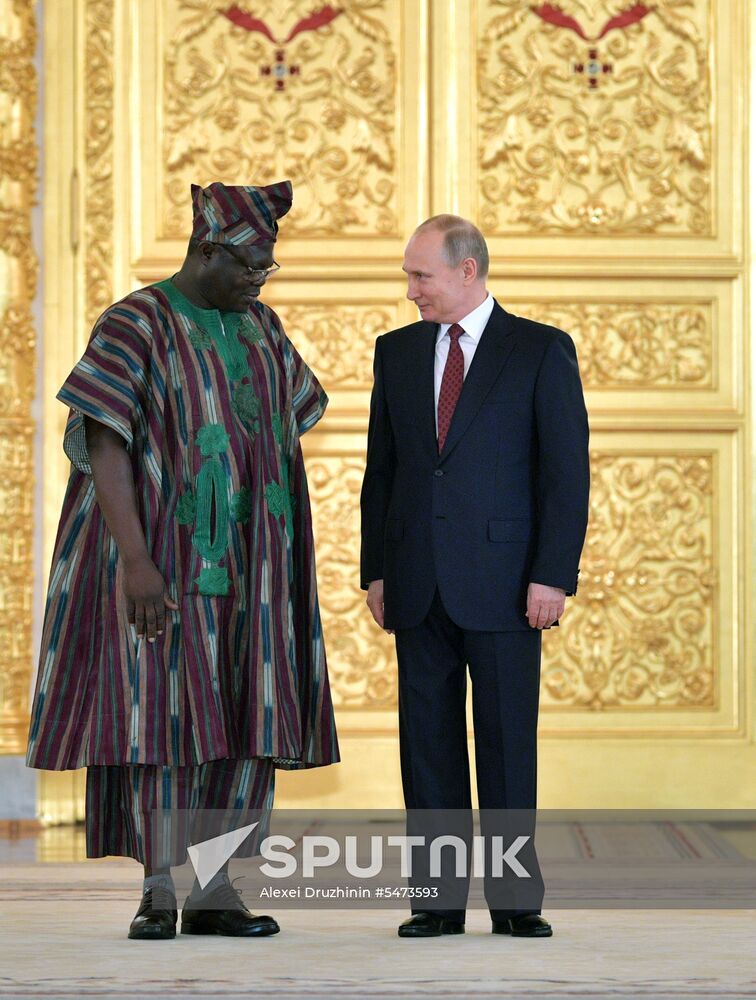 Russian President Vladimir Putin receives credentials from foreign ambassadors