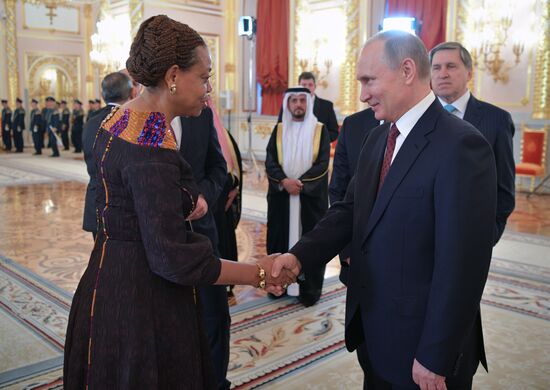 Russian President Vladimir Putin receives credentials from foreign ambassadors