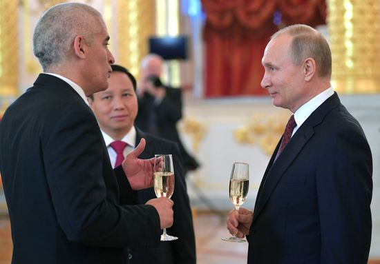 Russian President Vladimir Putin receives credentials from foreign ambassadors