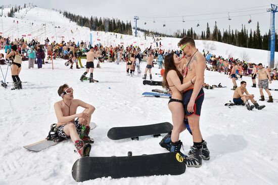 Grelka Fest bikini ski day at Sheregesh