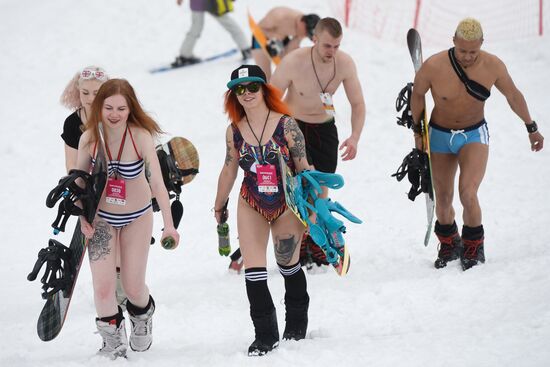 Grelka Fest bikini ski day at Sheregesh