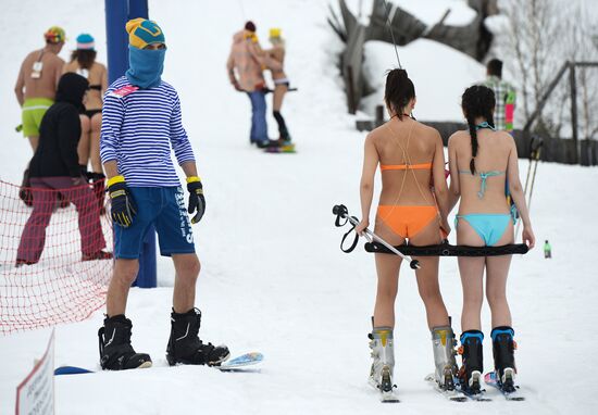 Grelka Fest bikini ski day at Sheregesh