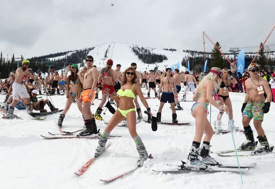 Grelka Fest bikini ski day at Sheregesh