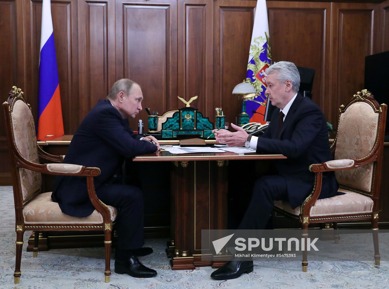 President Vladimir Putin meets with Moscow Mayor Sergei Sobyanin