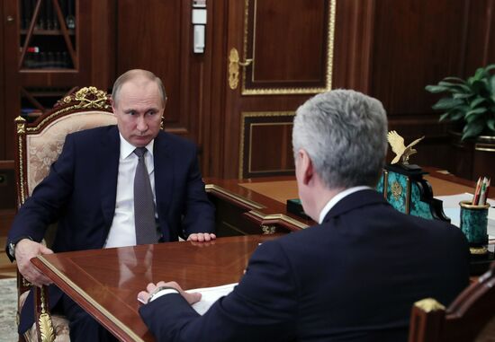 President Vladimir Putin meets with Moscow Mayor Sergei Sobyanin