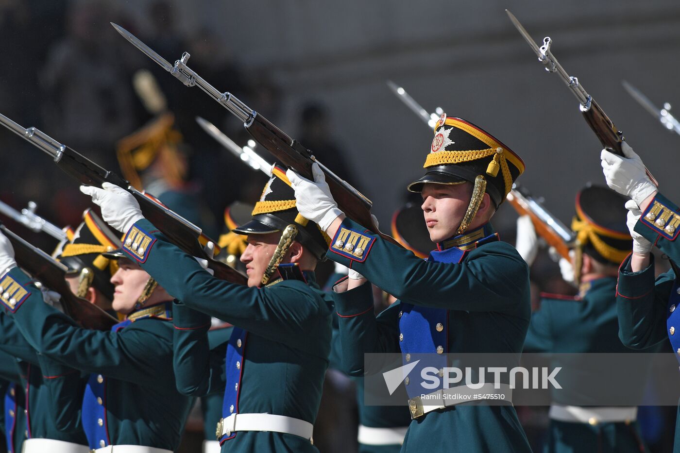 Ceremonial changing of the Presidential Regiment equestrian and pedestrian guard