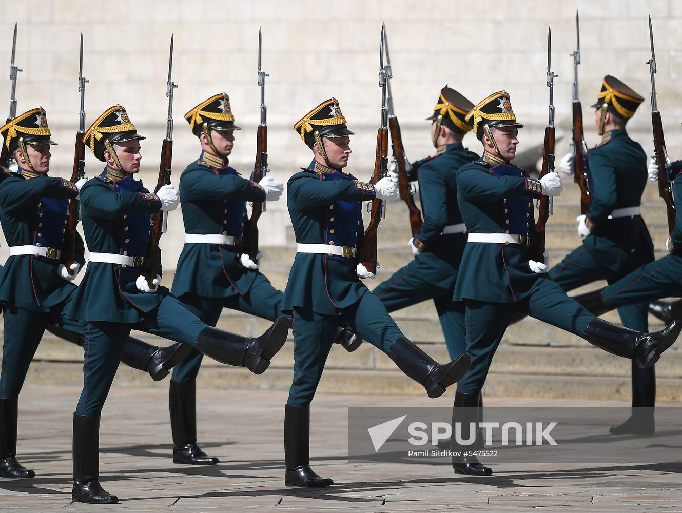 Ceremonial changing of the Presidential Regiment equestrian and pedestrian guard