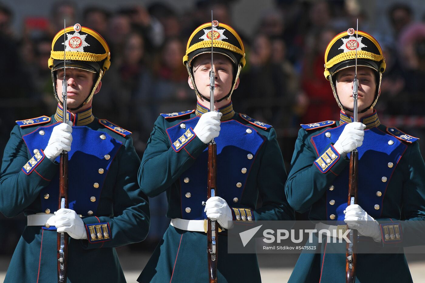 Ceremonial changing of the Presidential Regiment equestrian and pedestrian guard
