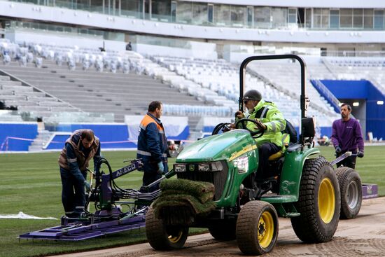 Turf laid at Samara Arena