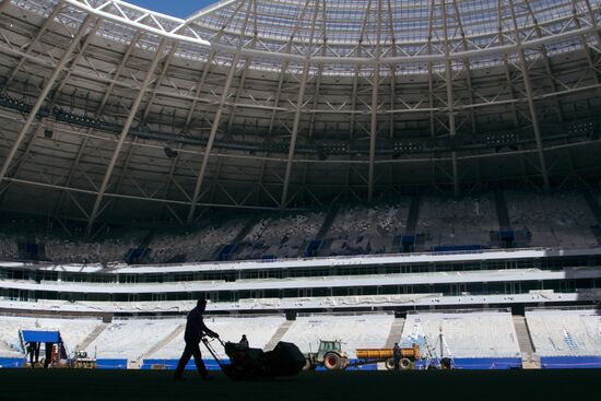 Turf laid at Samara Arena