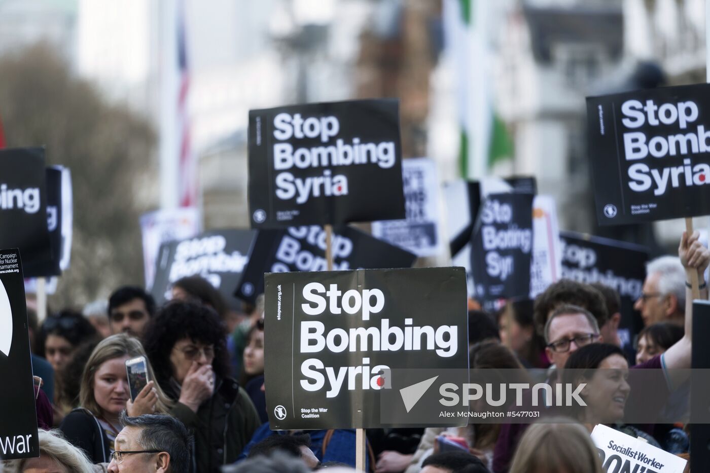 Protest in London against missile strikes on Syria