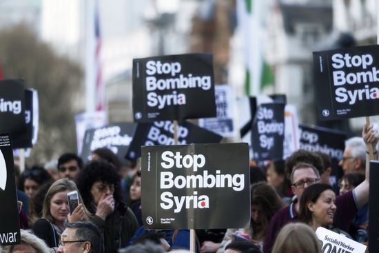 Protest in London against missile strikes on Syria