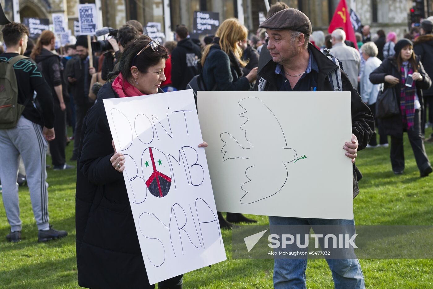 Protest in London against missile strikes on Syria
