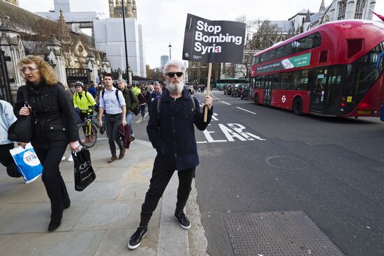 Protest in London against missile strikes on Syria