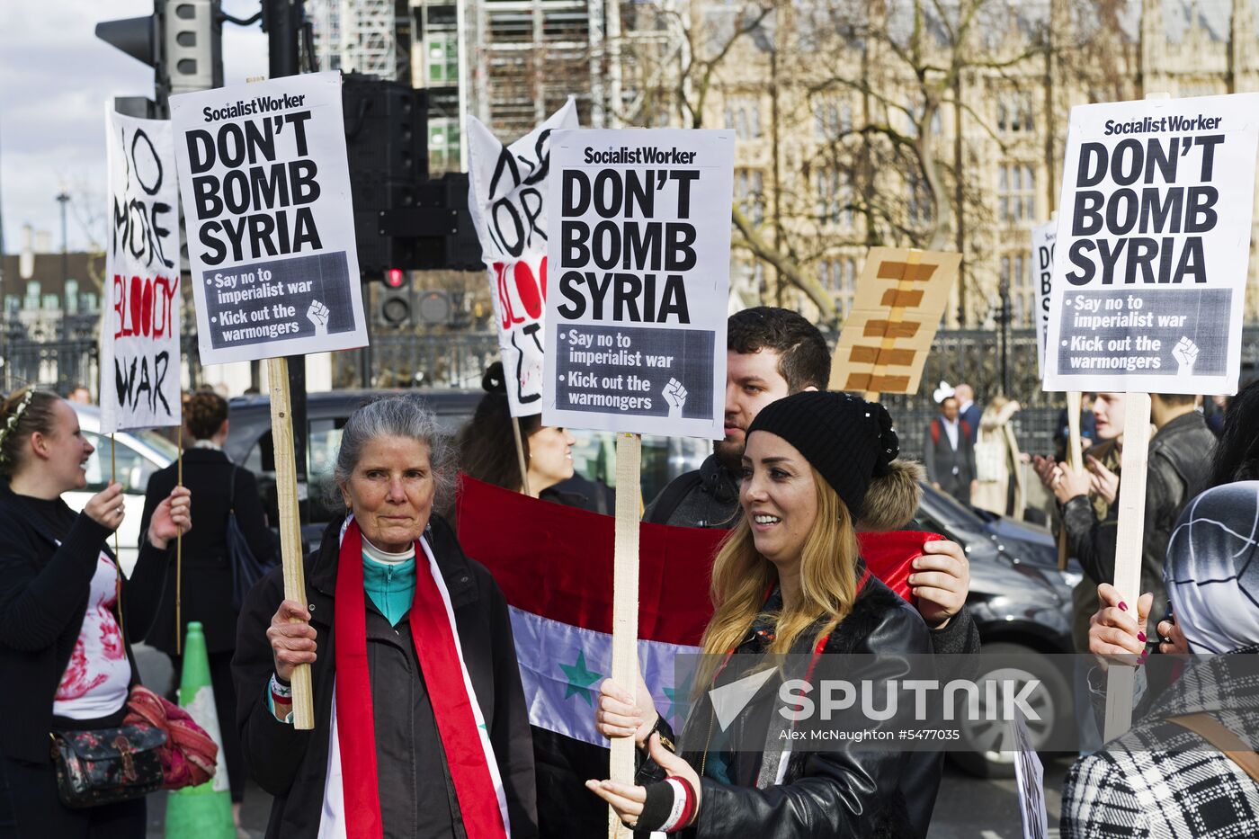 Protest in London against missile strikes on Syria