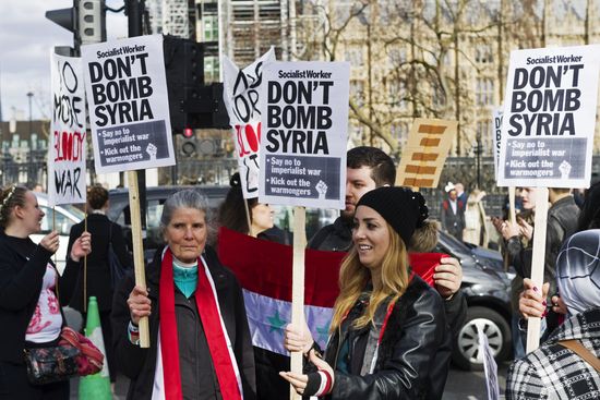 Protest in London against missile strikes on Syria