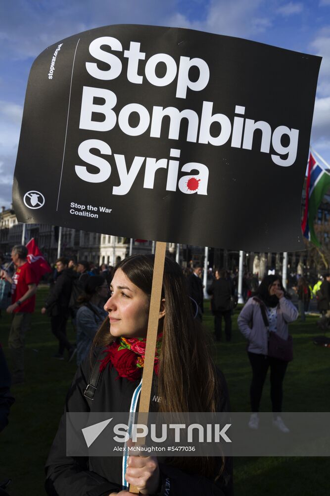 Protest in London against missile strikes on Syria