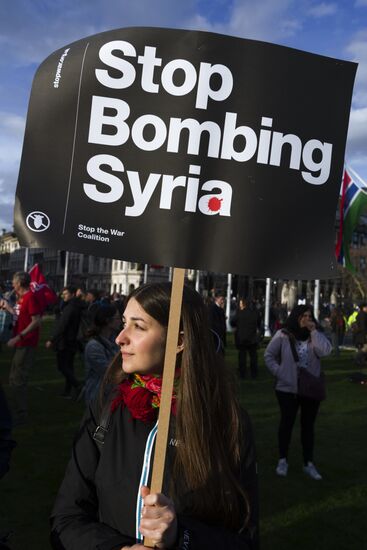 Protest in London against missile strikes on Syria