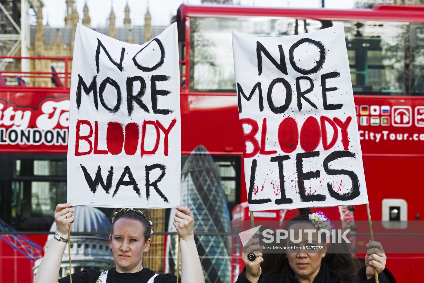 Protest in London against missile strikes on Syria