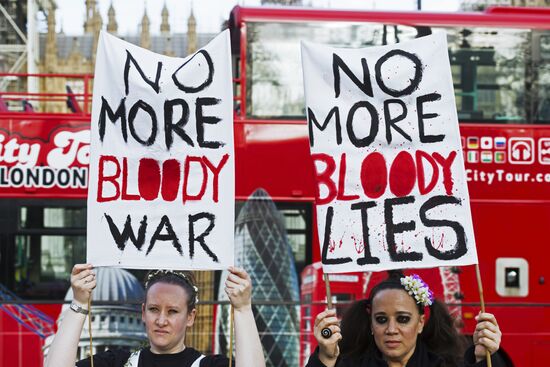 Protest in London against missile strikes on Syria