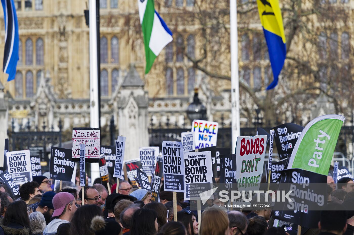 Protest in London against missile strikes on Syria
